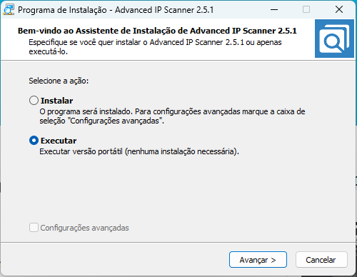 Advanced IP scanner instalação