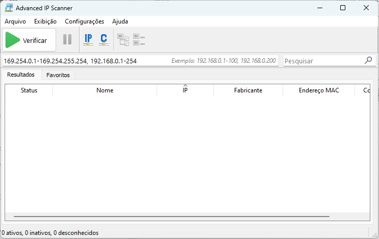 Advanced IP Scanner tela de verificação