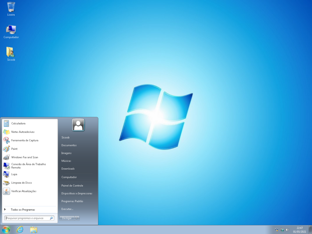 Menu iniciar pesquisa windows 7